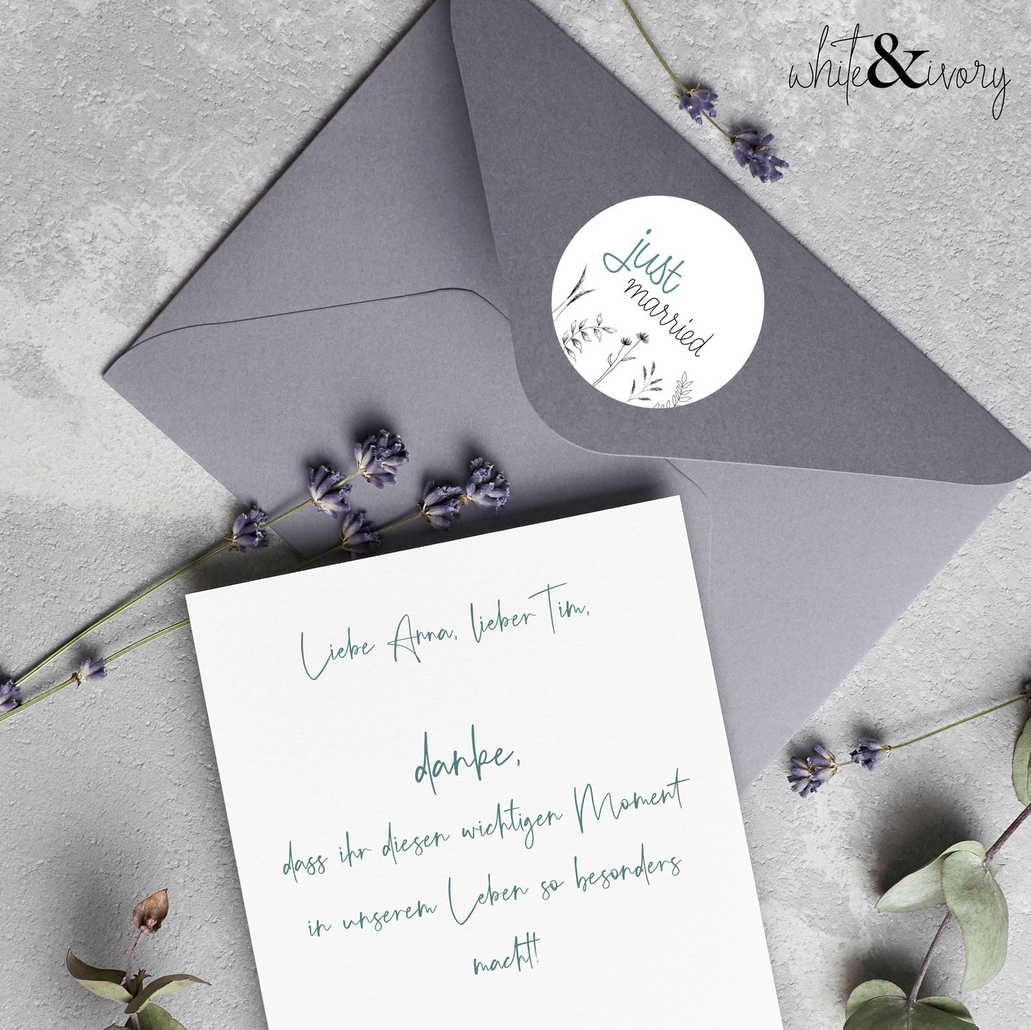 Aufkleber "just married"