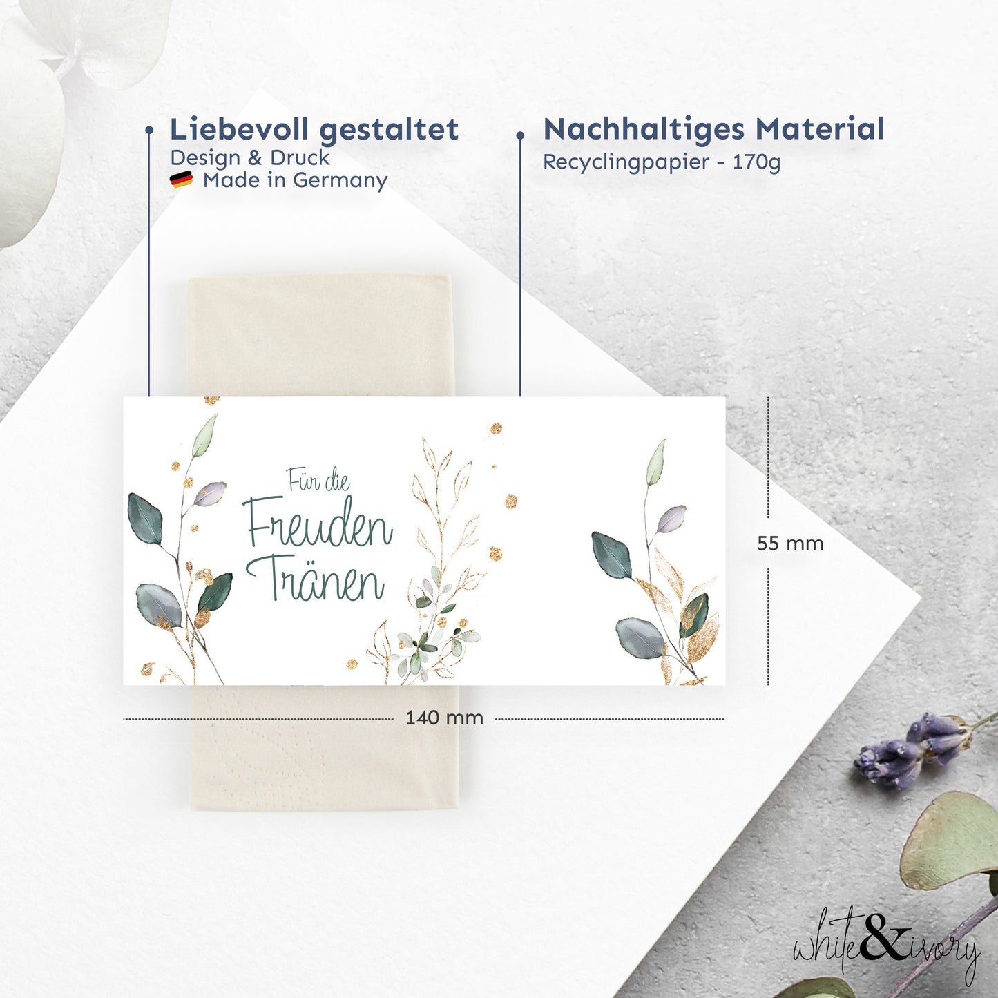 Taschentuch Banderole für Freudentränen - floral