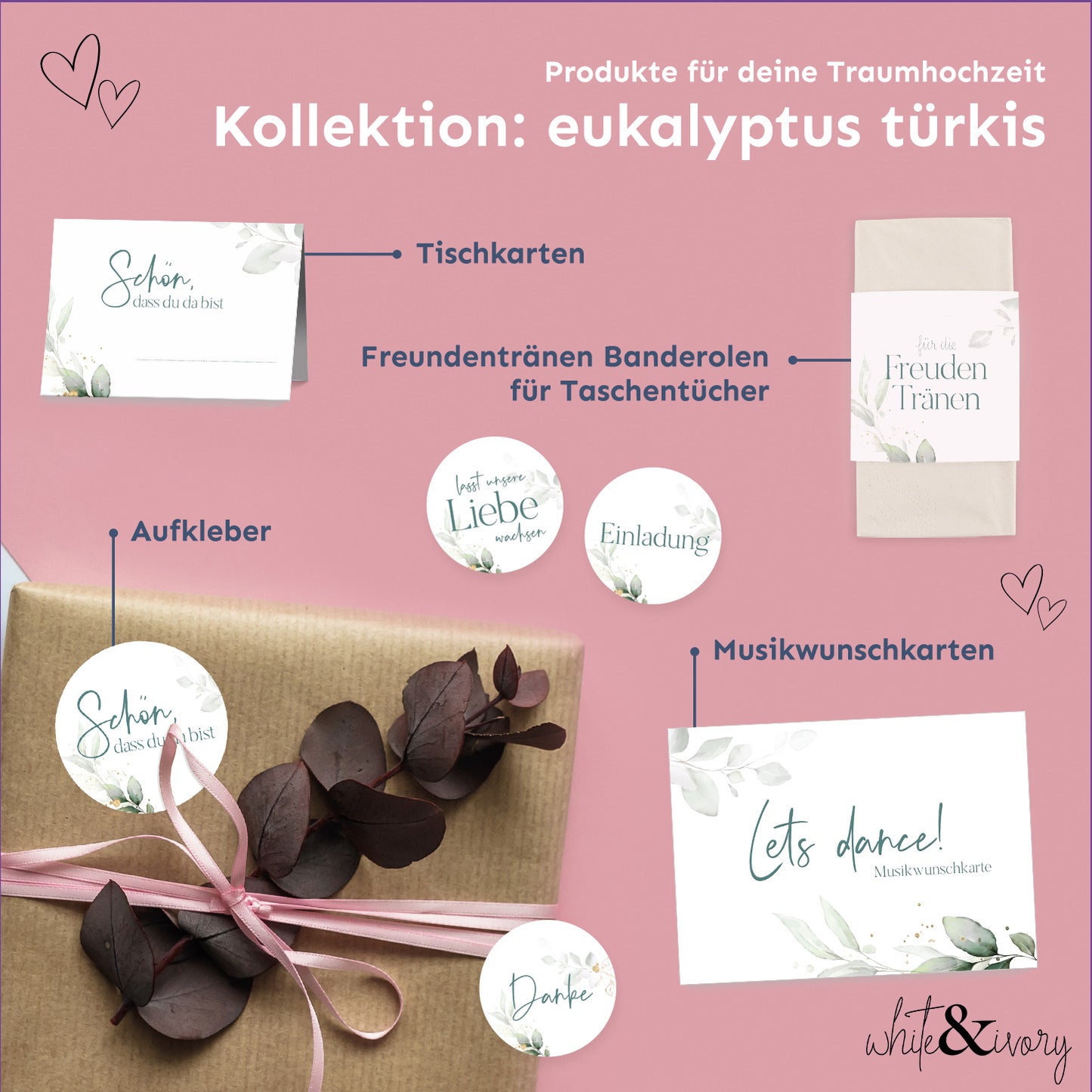 Musikwunschkarte - eukalyptus türkis