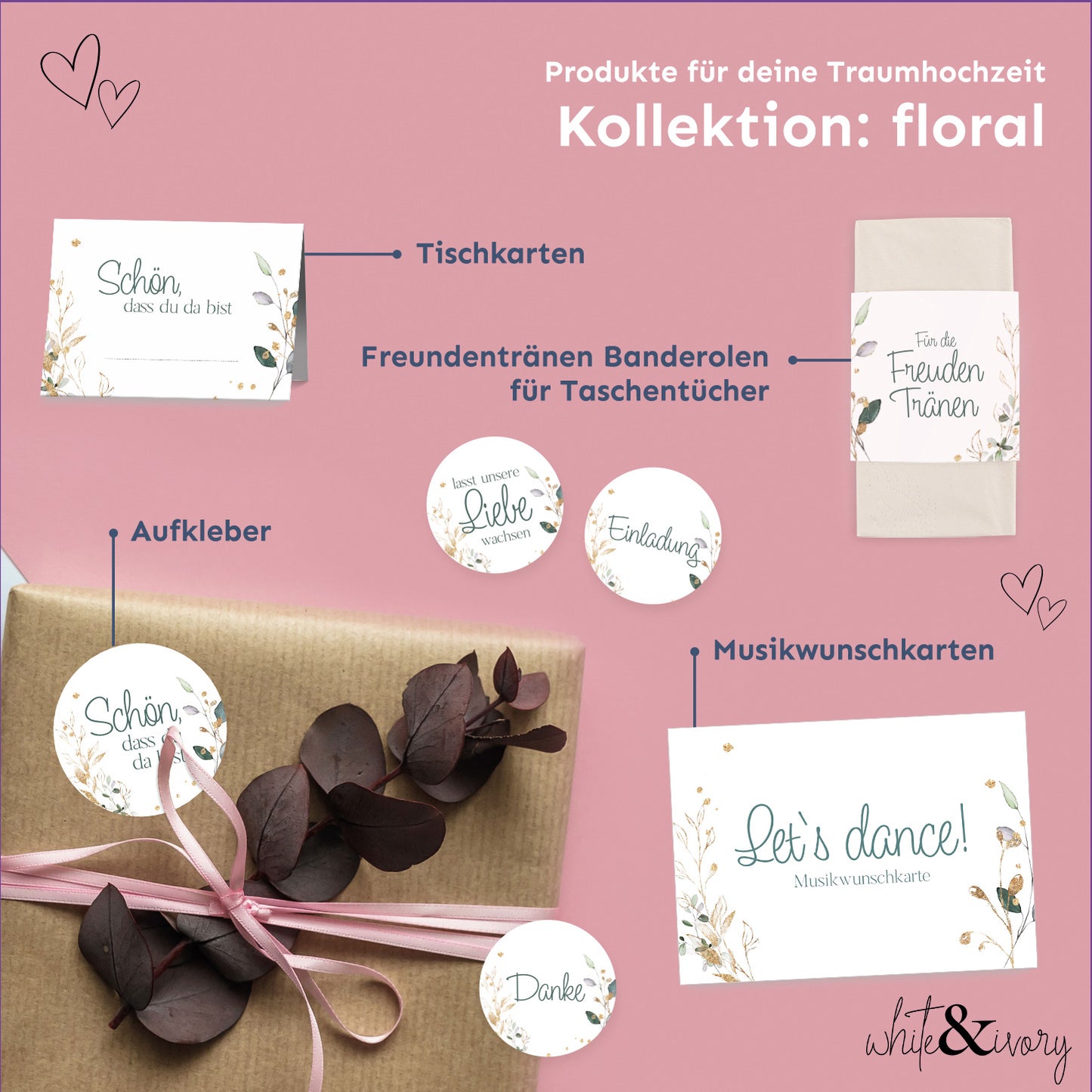 Taschentuch Banderole für Freudentränen - floral