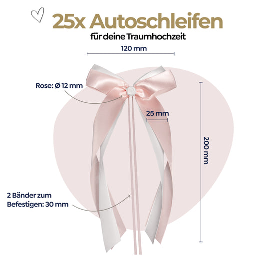 Autoschleifen - rosa & weiß