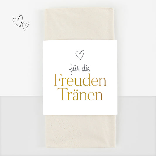 Taschentuch Banderole für Freudentränen - herz gold