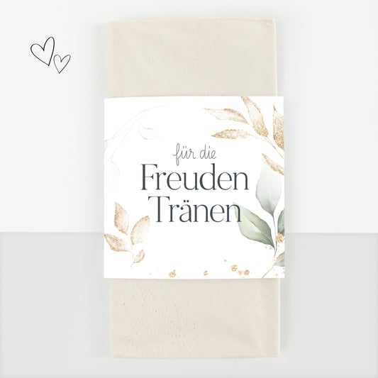 Taschentuch Banderole für Freudentränen - eukalyptus gold
