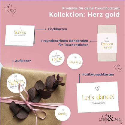 Musikwunschkarte - Herz gold