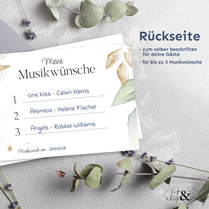 Musikwunschkarte - eukalyptus gold