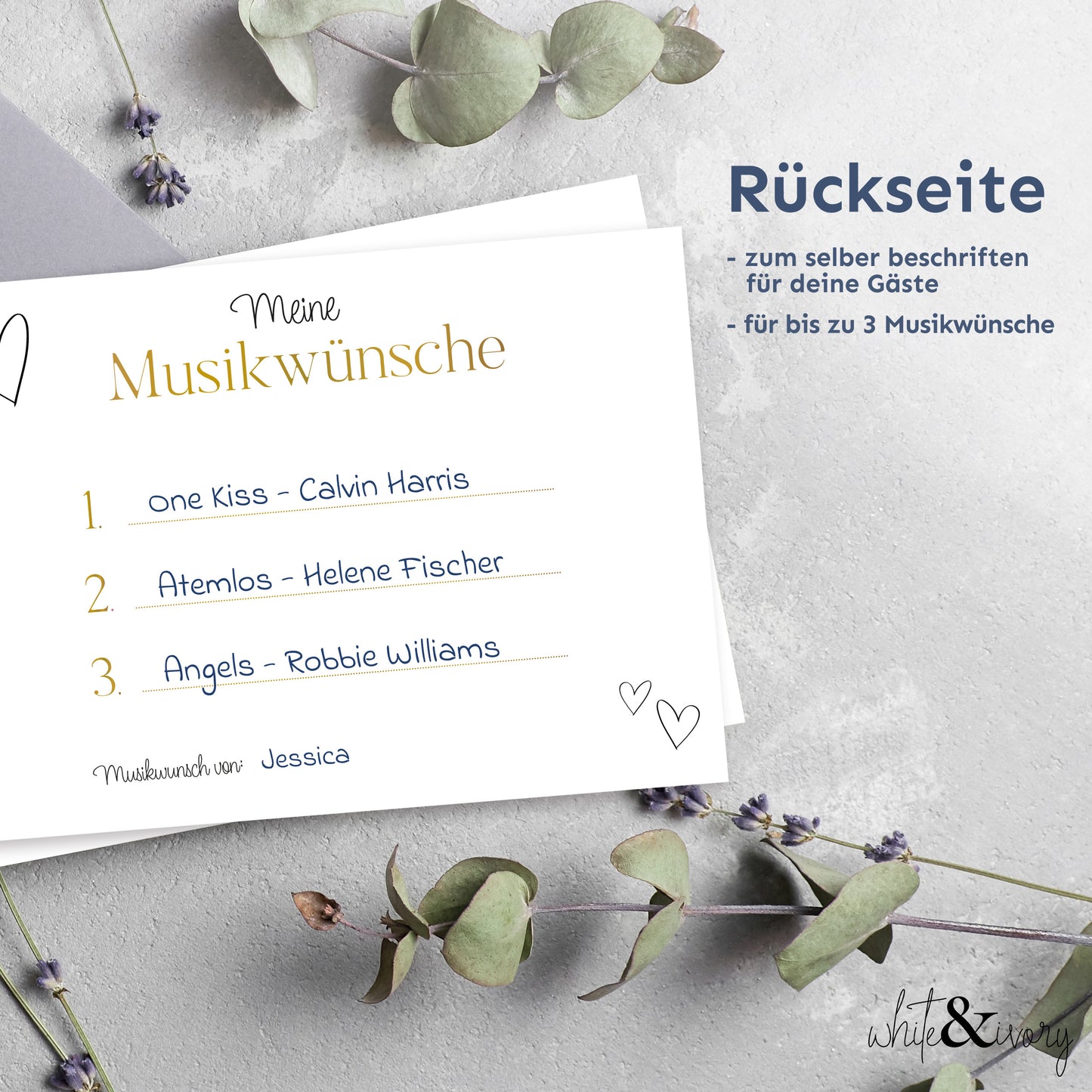 Musikwunschkarte - Herz gold