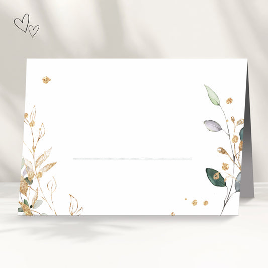 Platzkarte - Floral Blanko