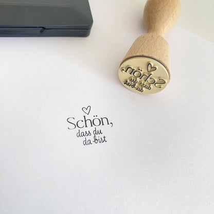 Holzstempel "Schön, dass du da bist"