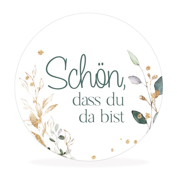 Aufkleber "Schön, dass du da bist“ - 50 Stück - floral