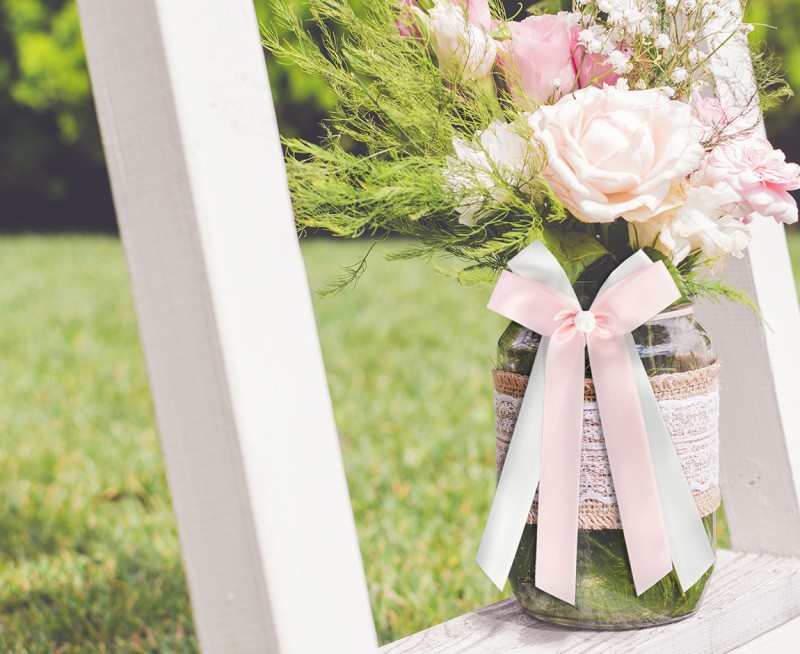 Autoschleifen Hochzeit in rosa und weiß